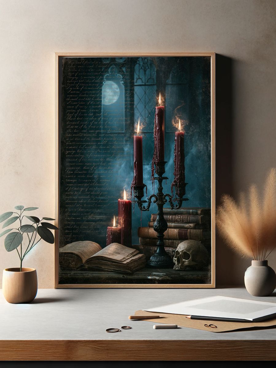 Gothic Candle Still Life Poster. — room view 2
