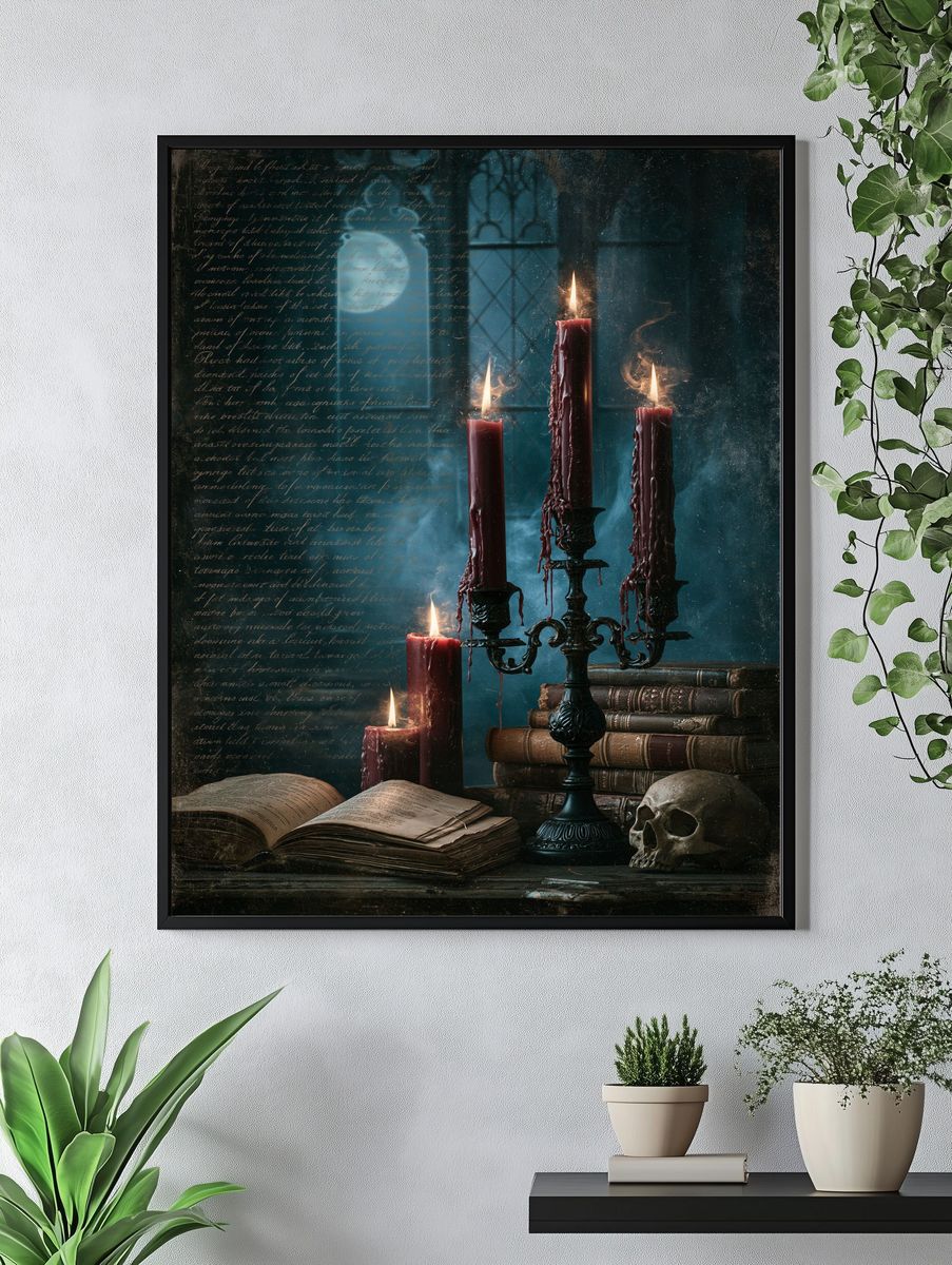 Gothic Candle Still Life Poster. — room view 4