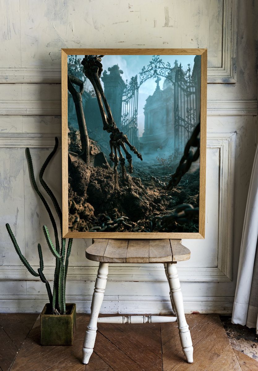 Haunted Graveyard Gate Poster. — room view 1