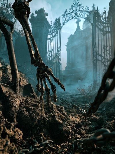 Haunted Graveyard Gate Poster.