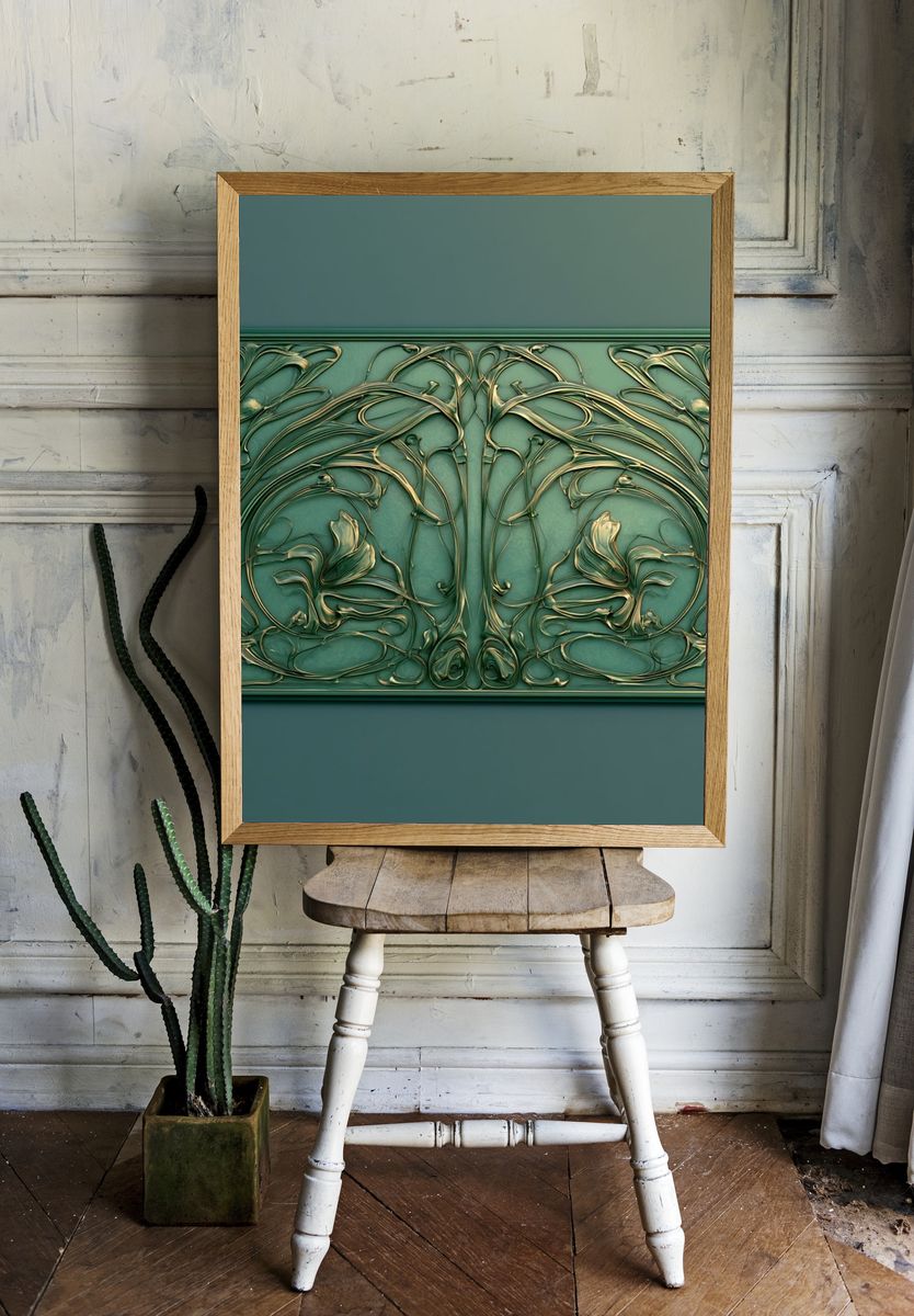 Art Nouveau Floral Ornament Print. room preview