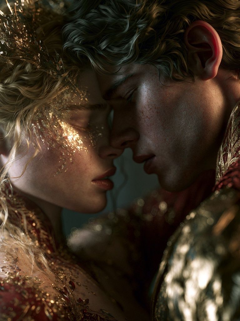 Gilded Lovers Portrait Print. poster — fine-art art