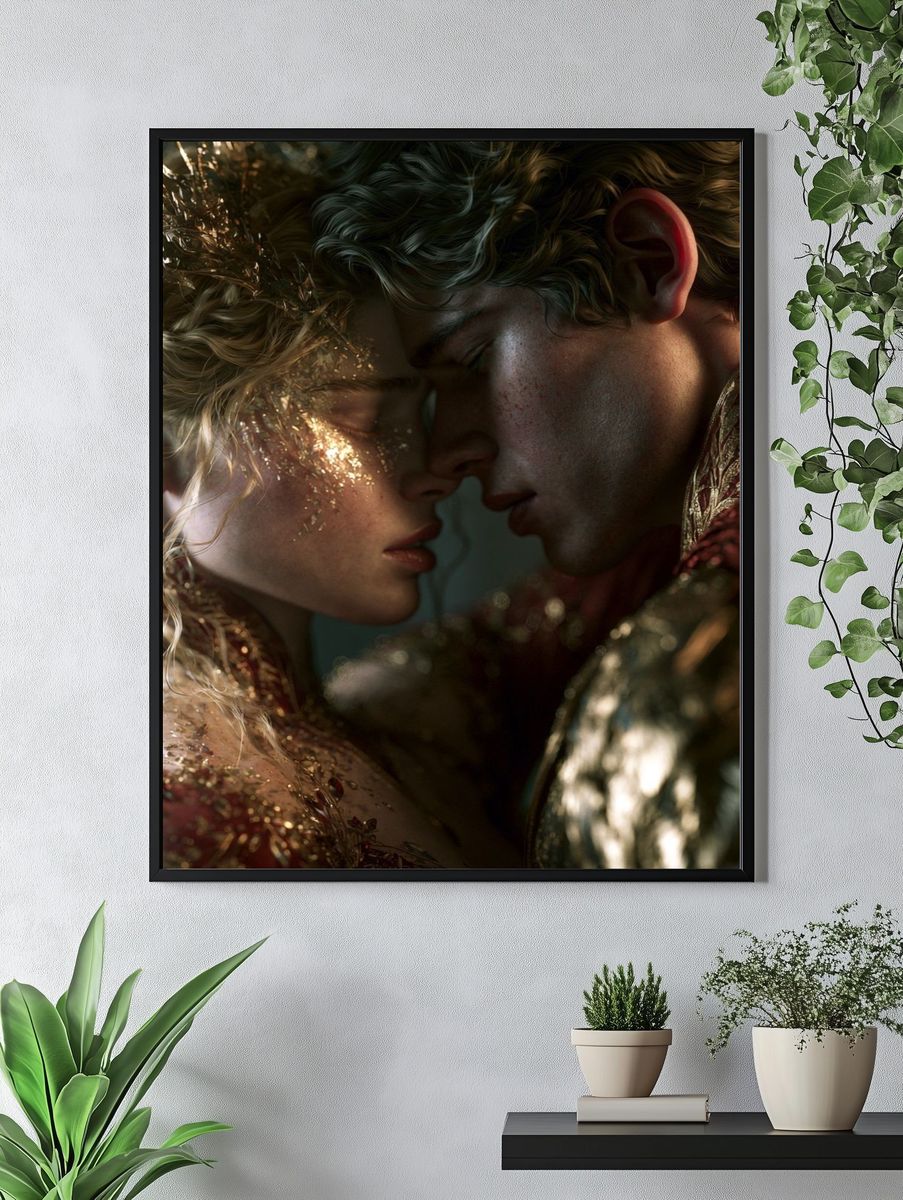 Gilded Lovers Portrait Print. — room view 4