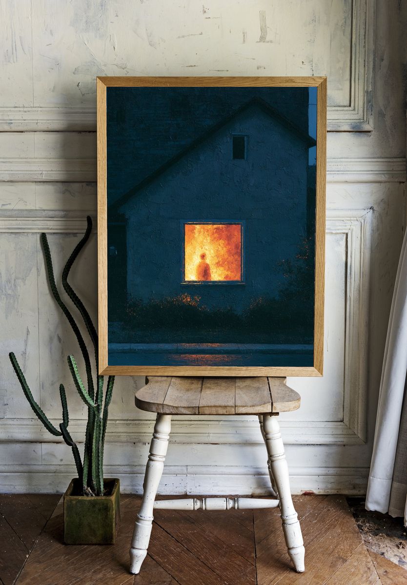 Glowing Window House — Fine-Art Print. room preview