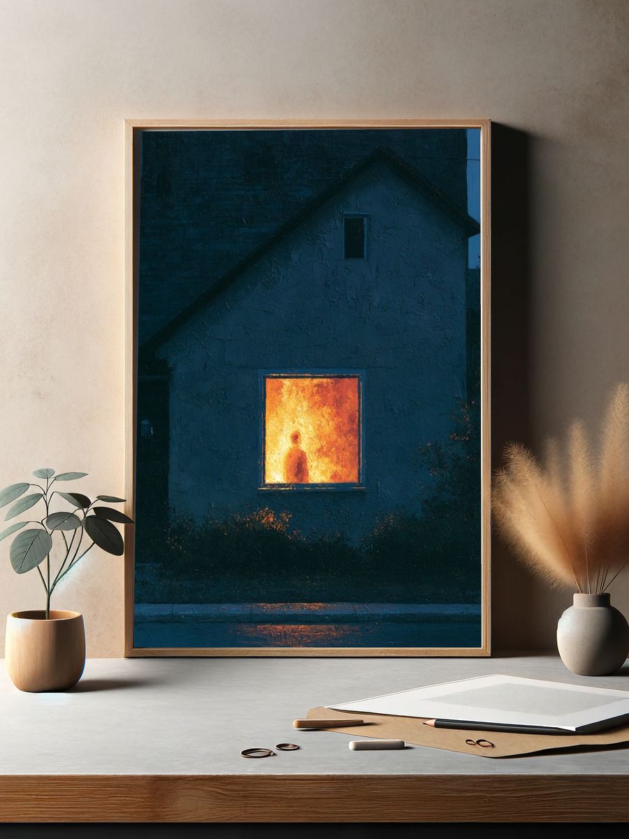 Glowing Window House — Fine-Art Print. — room view 2