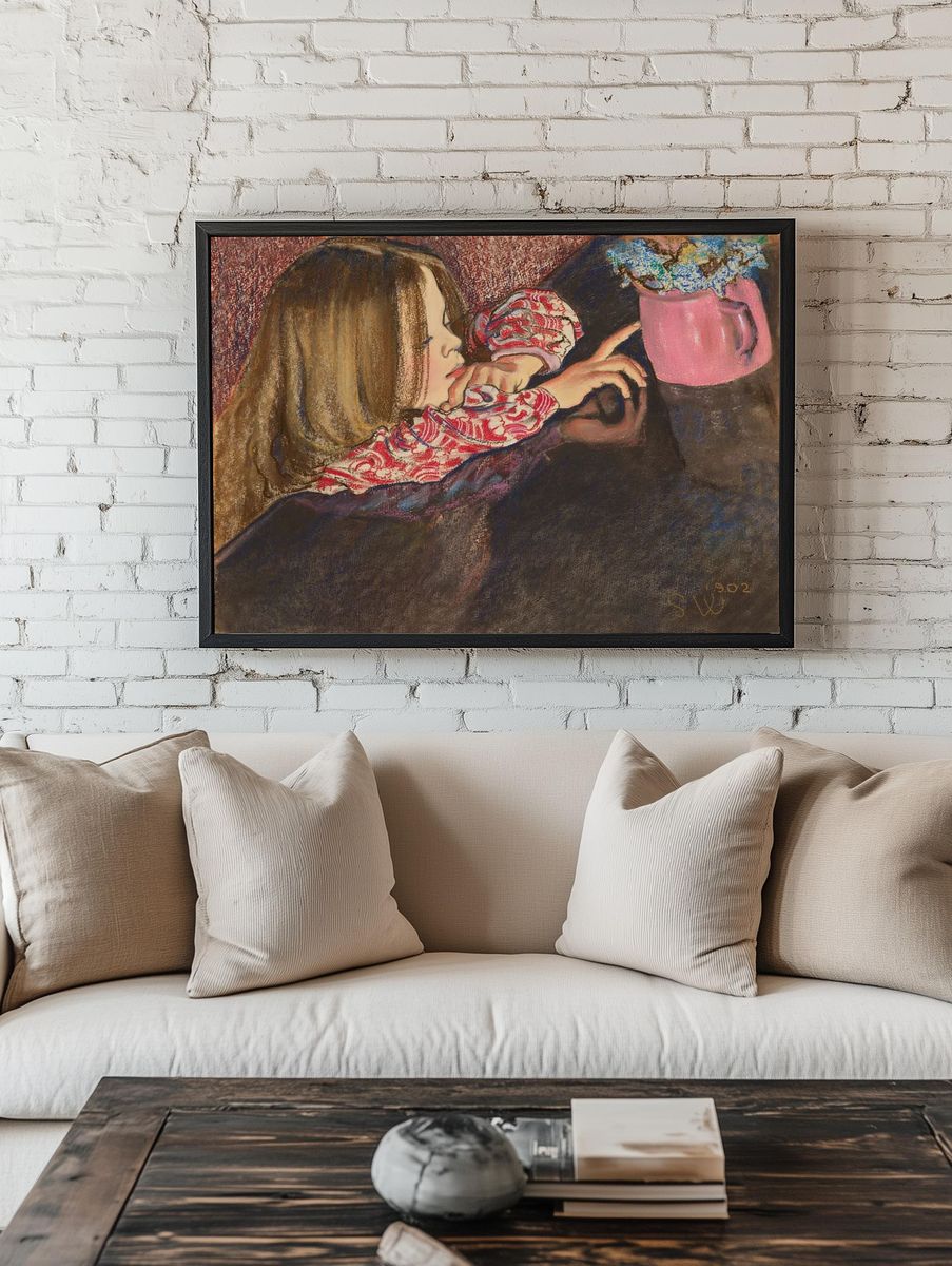 Girl vase flowers (1902) aesthetic. room preview