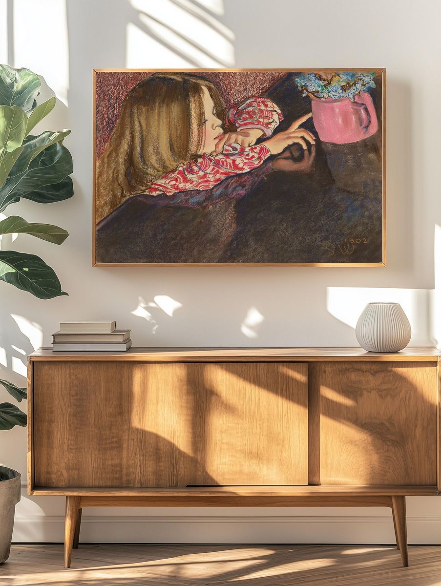 Girl vase flowers (1902) aesthetic. — room view 3