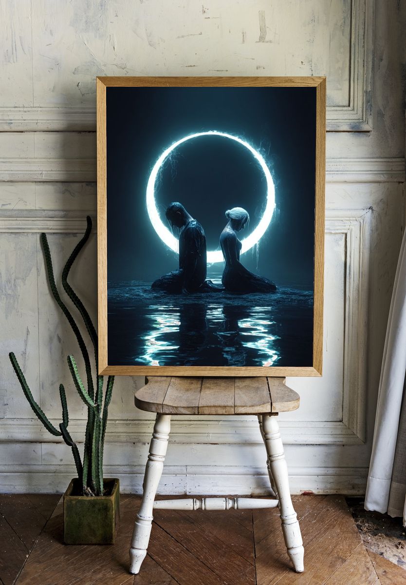 Luminous Moonlit Figures Print. room preview