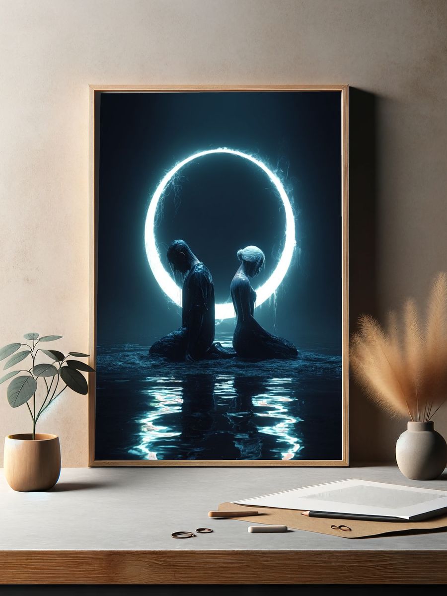 Luminous Moonlit Figures Print. — room view 2