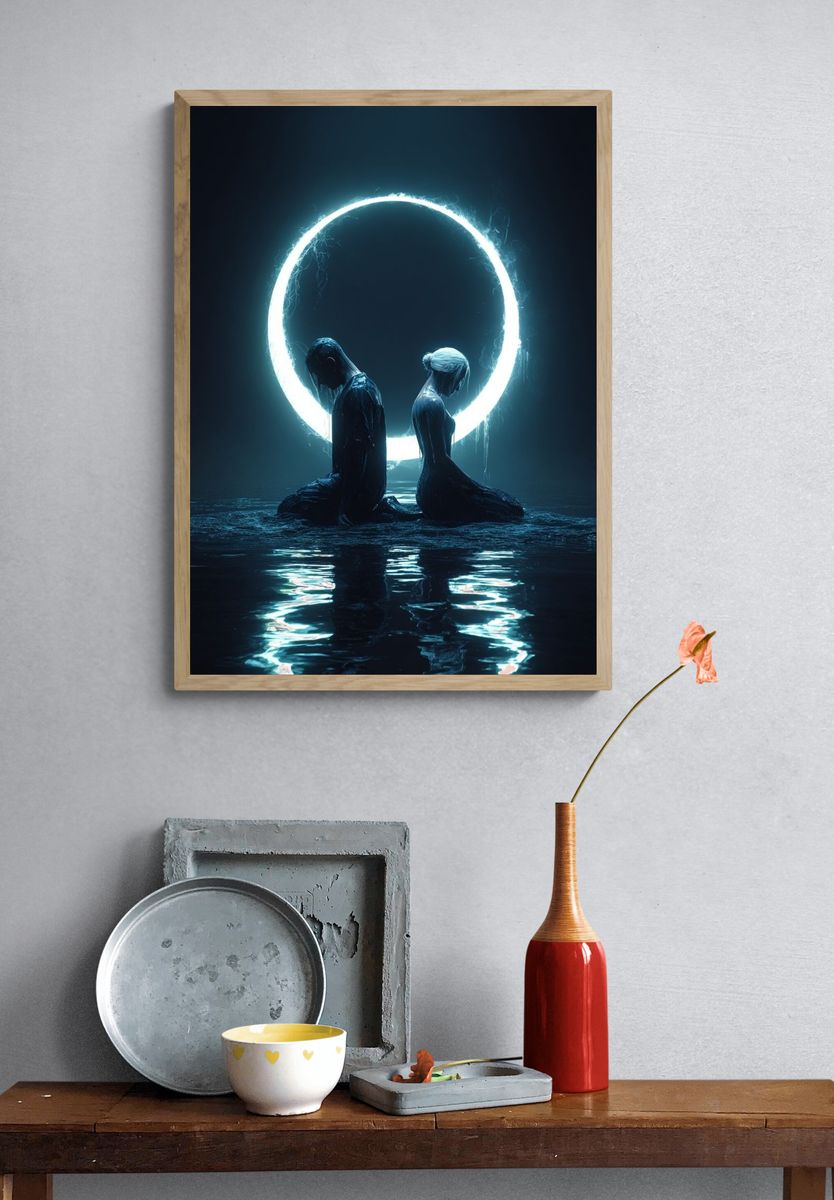 Luminous Moonlit Figures Print. — room view 3