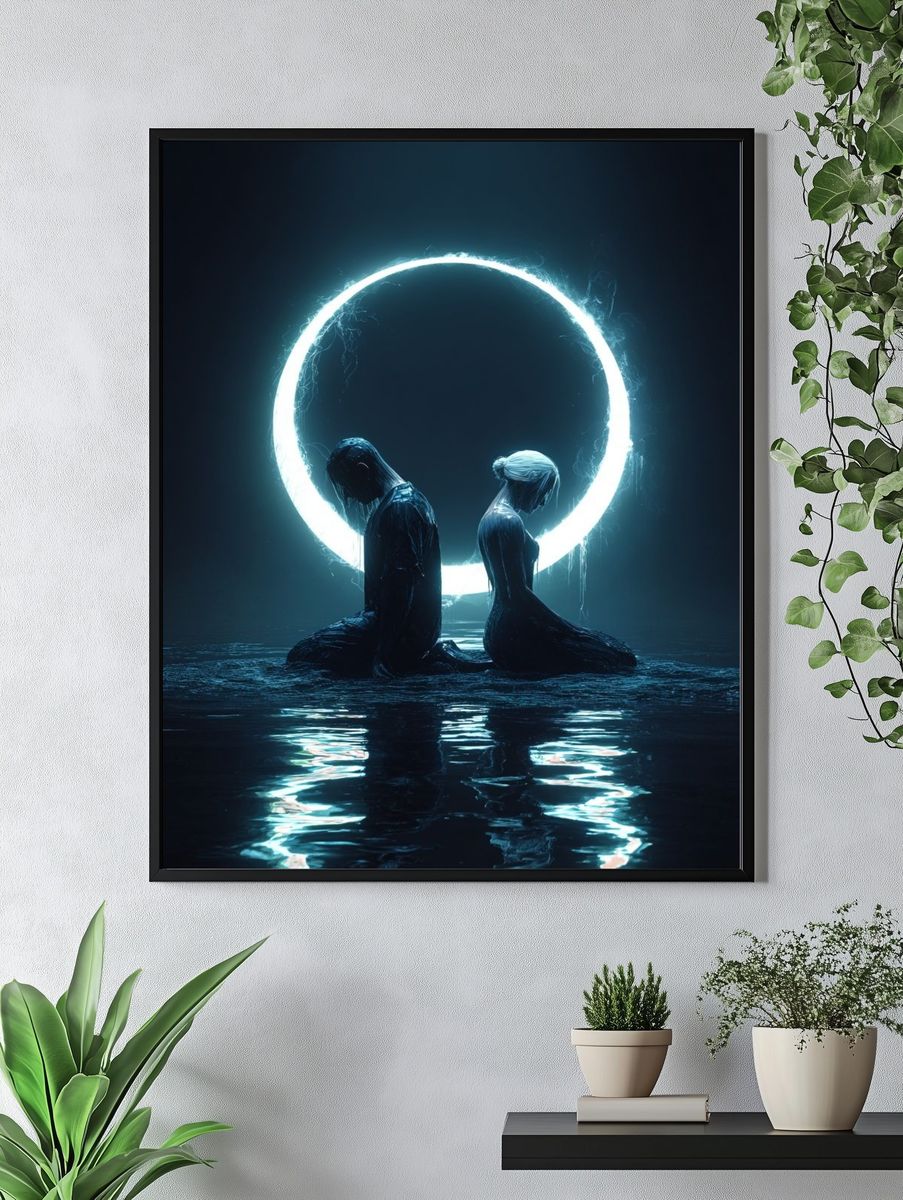 Luminous Moonlit Figures Print. — room view 4