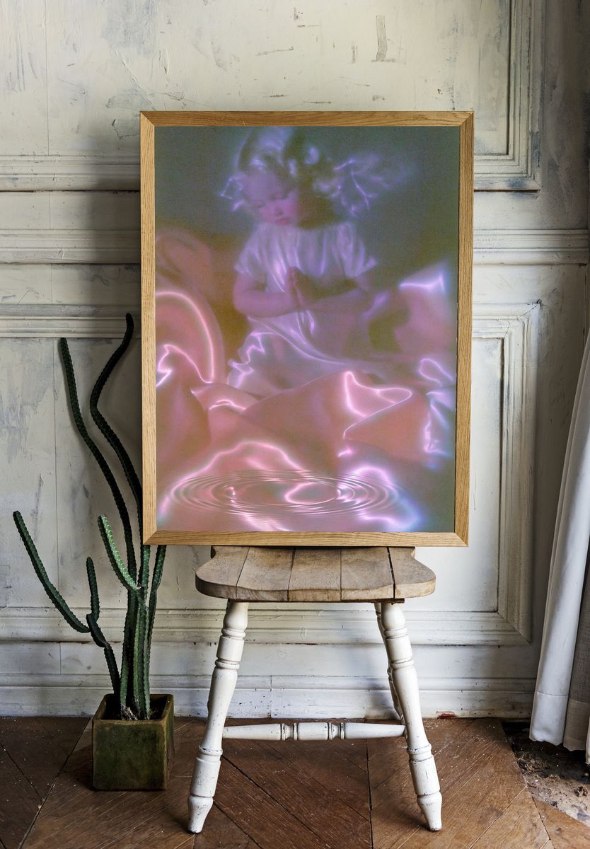 Dreamy Doll Surrealism Print. room preview