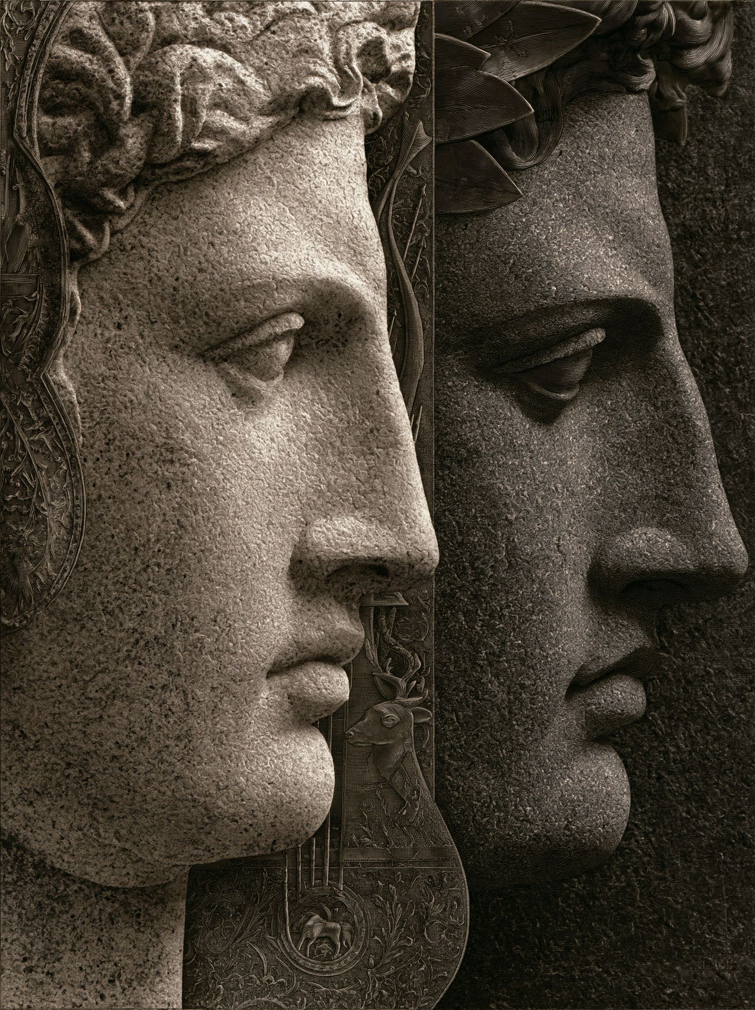 Classical Stone Faces Fine-Art Print. poster — fine-art art