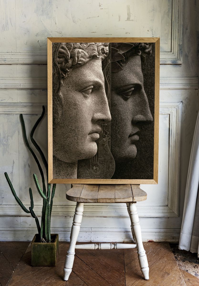 Classical Stone Faces Fine-Art Print. room preview
