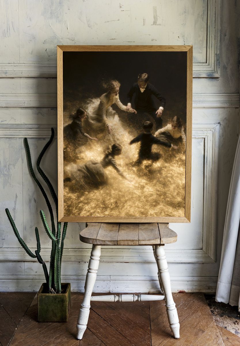 Golden Dance Circle Fine-Art Print. room preview