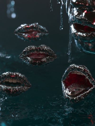 Surreal Metallic Lips Poster.