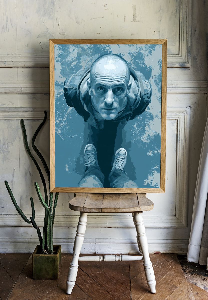 Surreal Blue Portrait Print. room preview