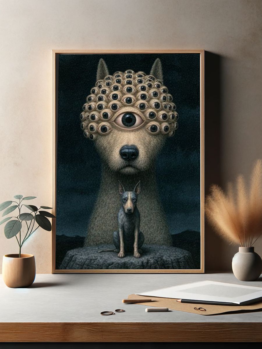 Smiling Figure Collage Print. — room view 2