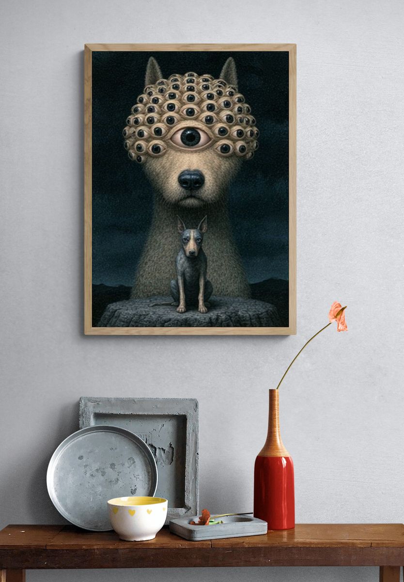 Smiling Figure Collage Print. — room view 3