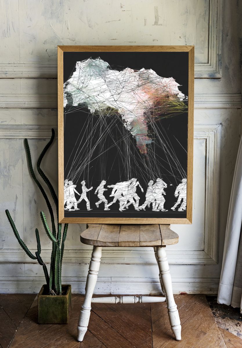 Parachute Crowd Abstract Poster. — room view 1