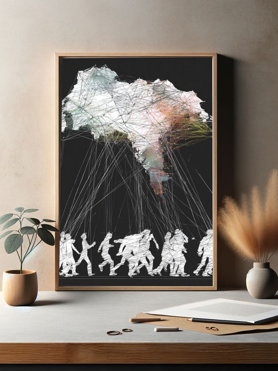 Parachute Crowd Abstract Poster. — room view 2