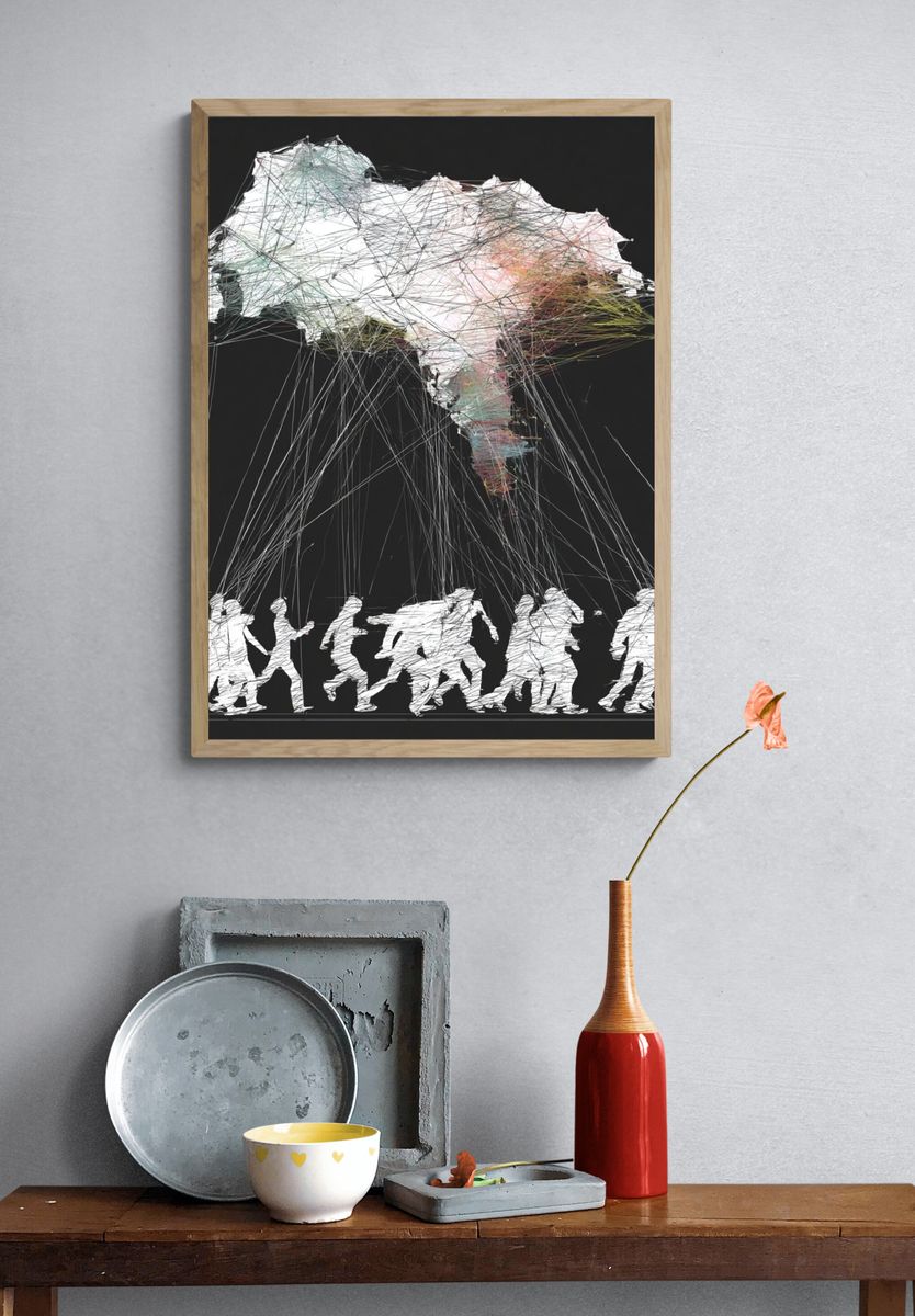 Parachute Crowd Abstract Poster. — room view 3