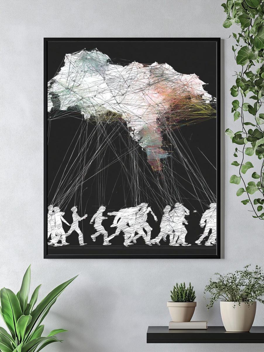 Parachute Crowd Abstract Poster. — room view 4