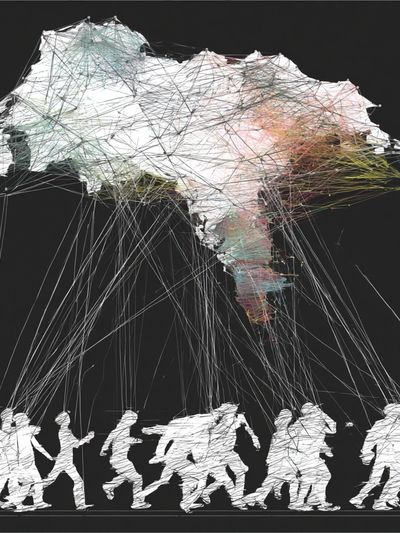 Parachute Crowd Abstract Poster.
