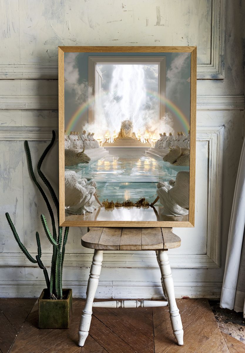 Celestial Throne Surrealism Poster. room preview
