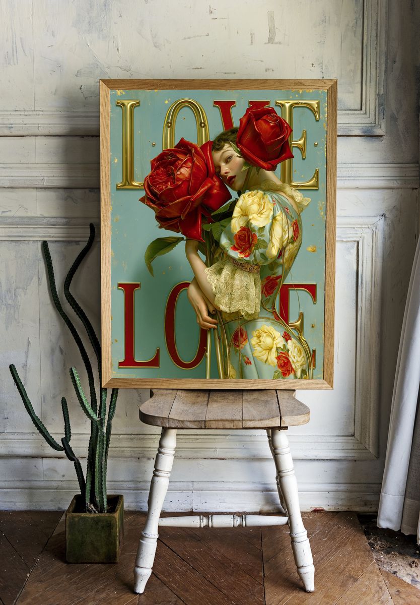 Love Roses Portrait Print. room preview