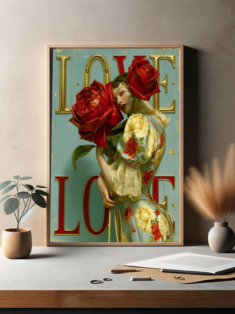 Love Roses Portrait Print. — room view 2