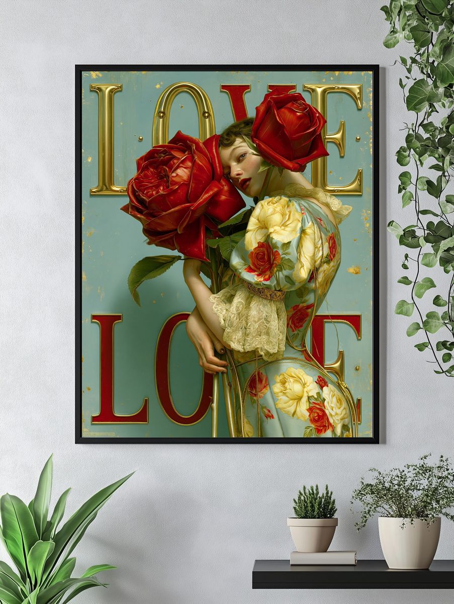 Love Roses Portrait Print. — room view 4