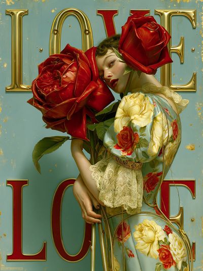 Love Roses Portrait Print.