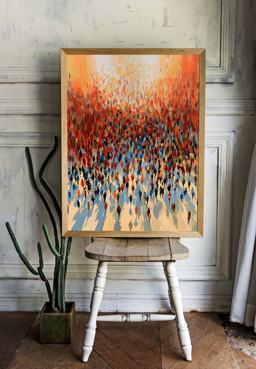 Crowd in Warm Light Abstract Poster. room preview