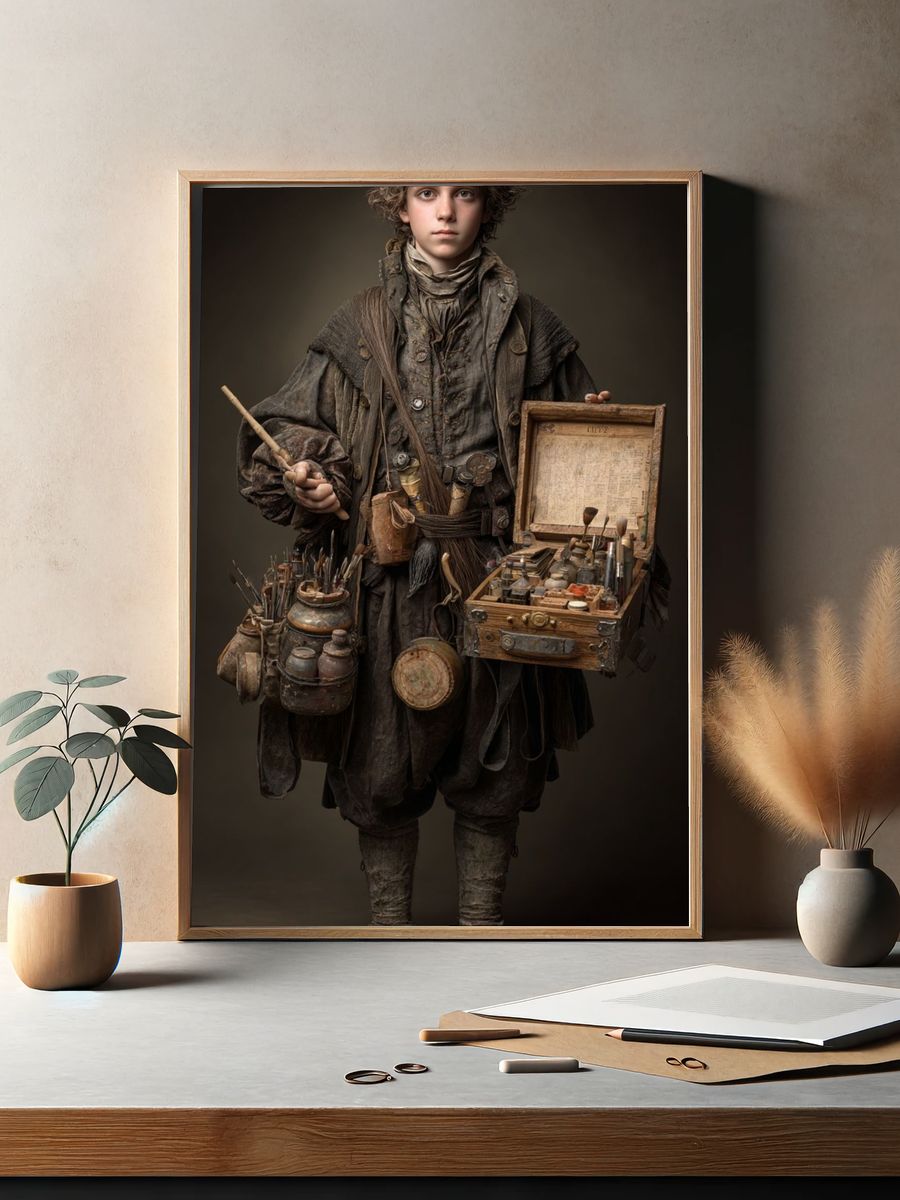 Curious Young Artisan Portrait Print. — room view 2
