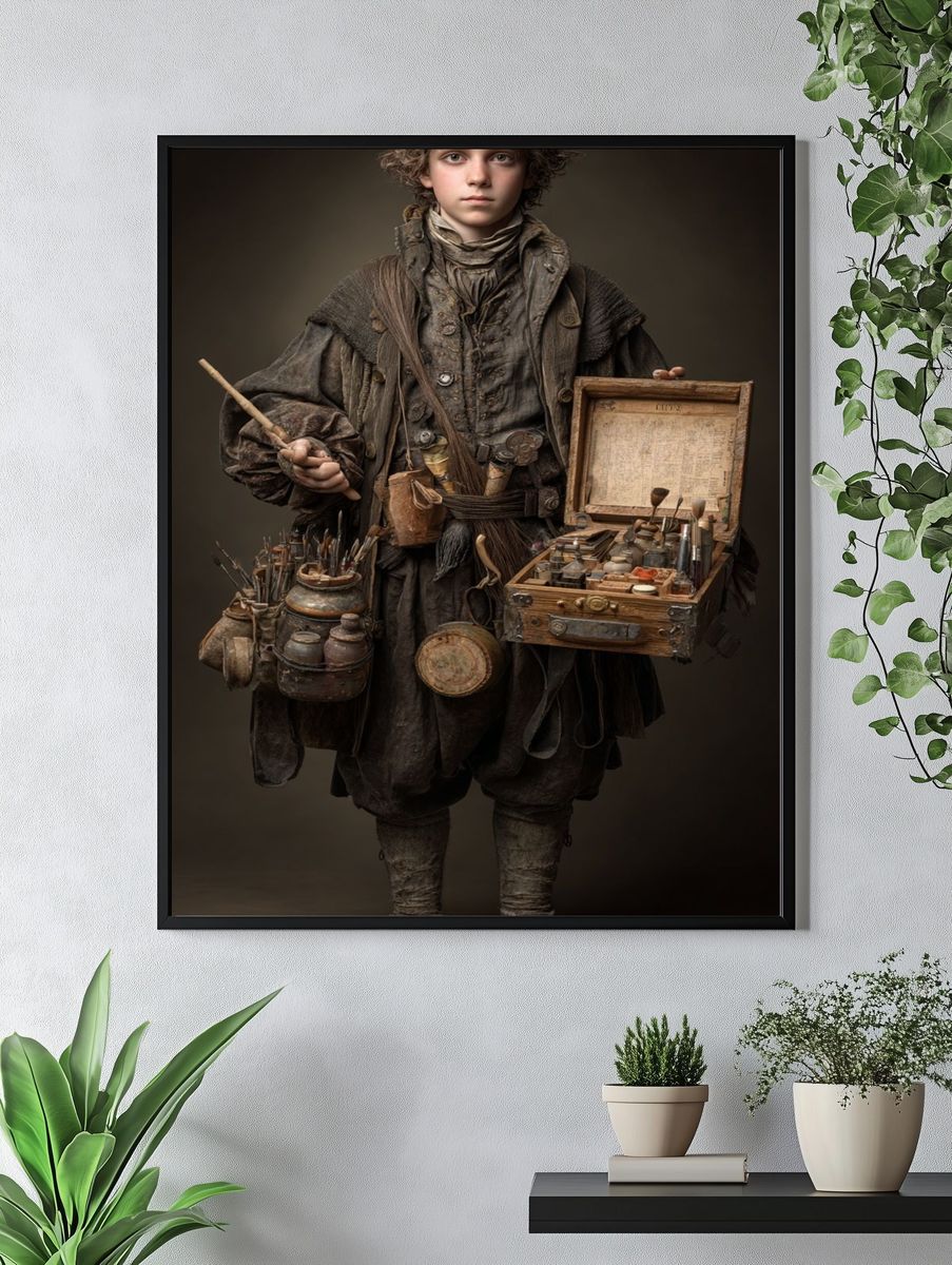 Curious Young Artisan Portrait Print. — room view 4