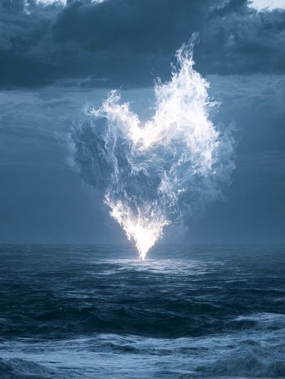 Ocean Firestorm Surrealism Print. poster
