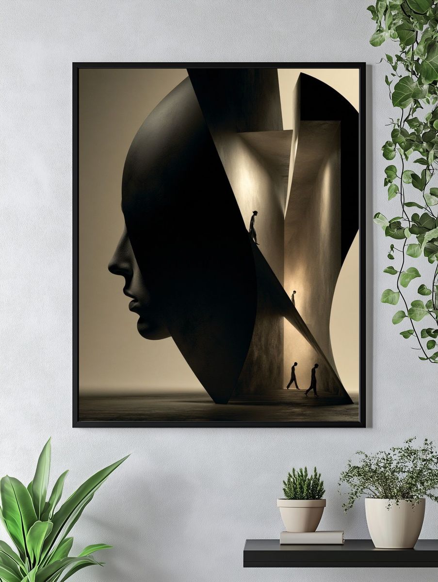 Surreal Face Silhouette Print. — room view 4