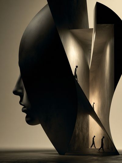 Surreal Face Silhouette Print.