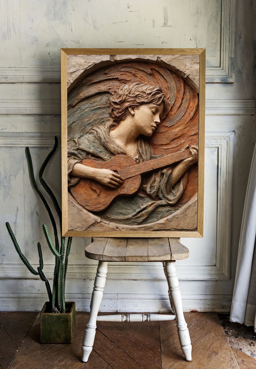 Musician Relief Fine-Art Poster. — room view 1