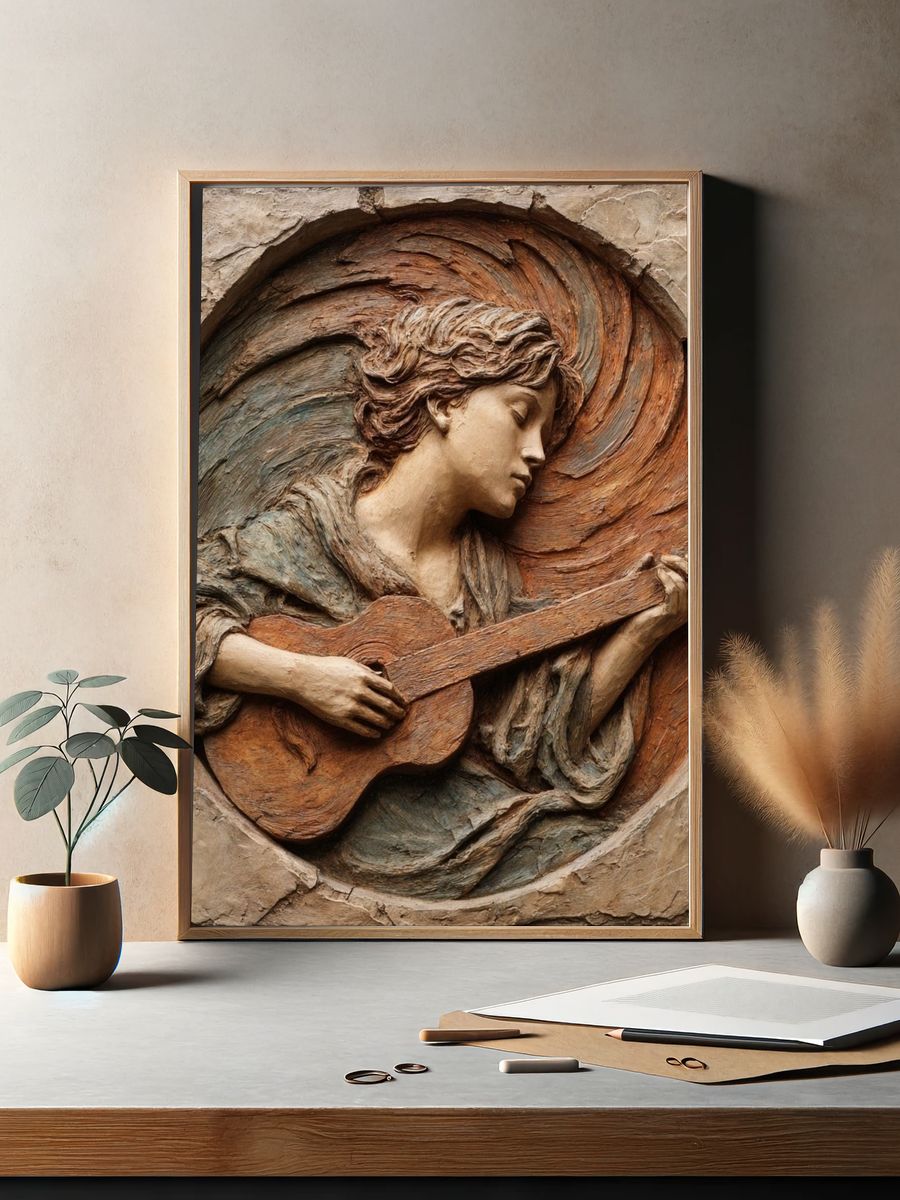 Musician Relief Fine-Art Poster. — room view 2