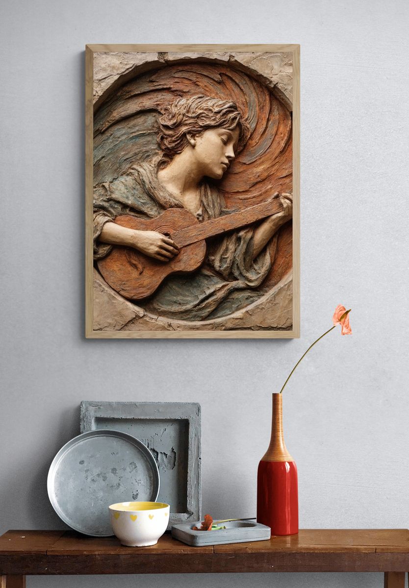 Musician Relief Fine-Art Poster. — room view 3