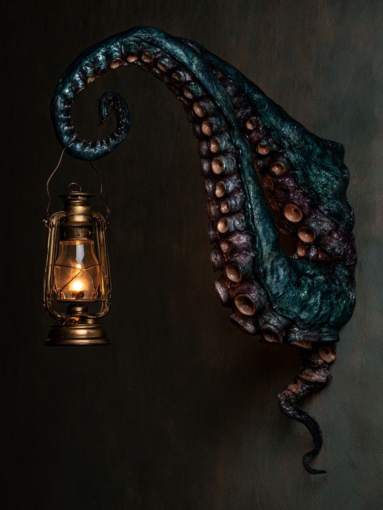 Octopus Lantern Surrealism Print. poster detail