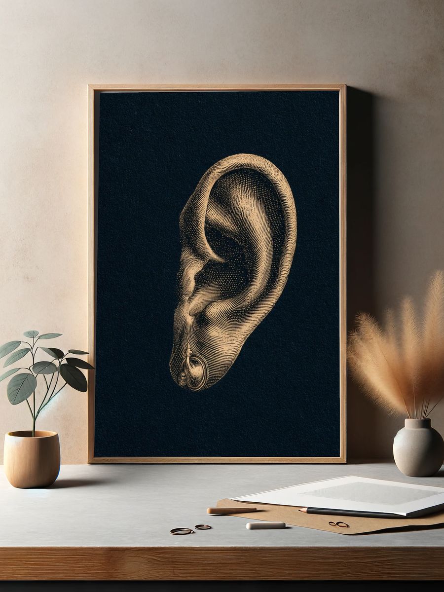 Vintage Ear Anatomy Print. — room view 2