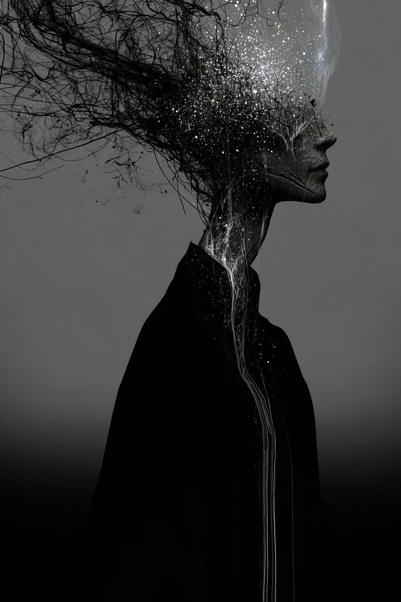 Surreal Profile Silhouette Print. poster — fine-art art