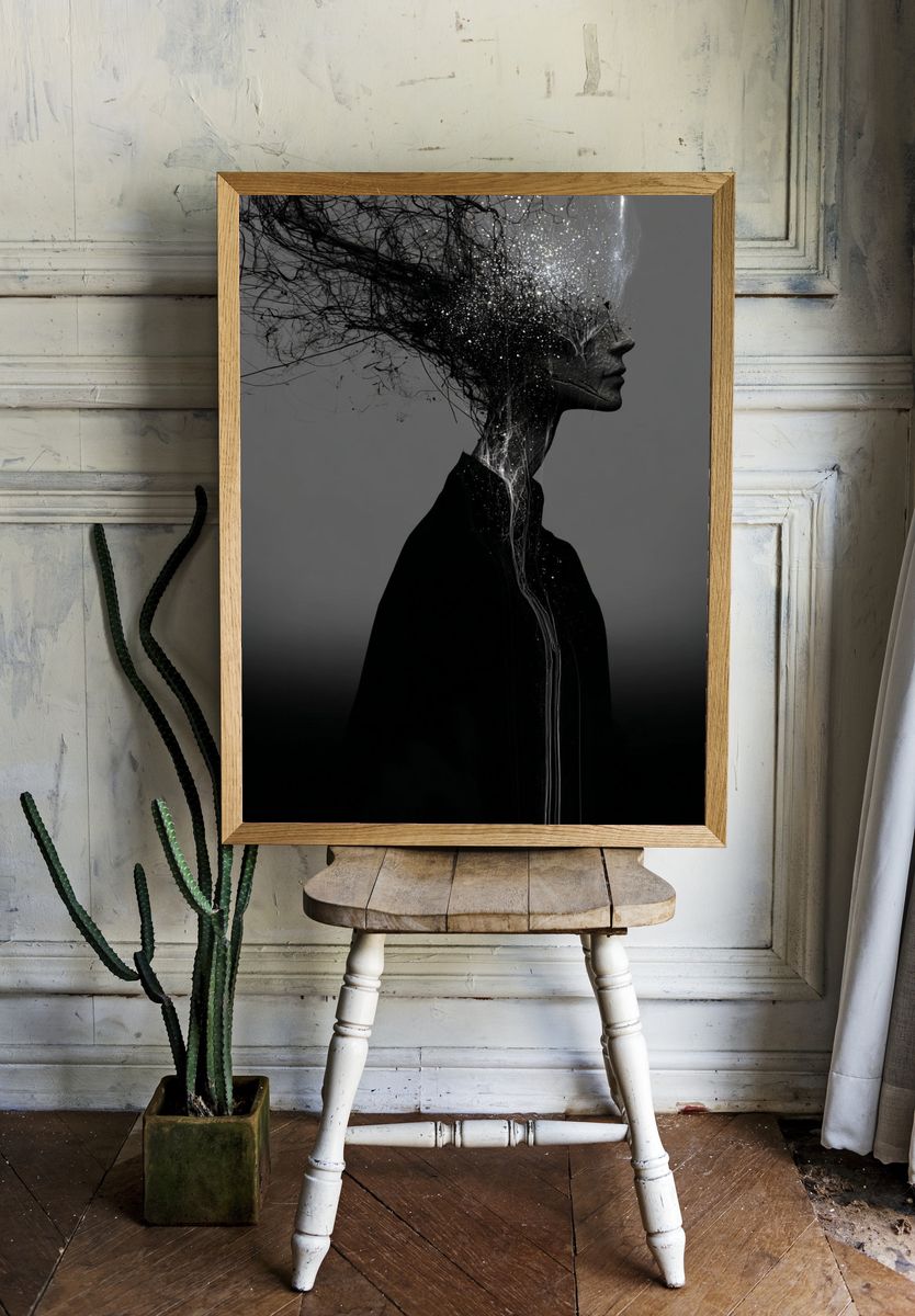 Surreal Profile Silhouette Print. — room view 1