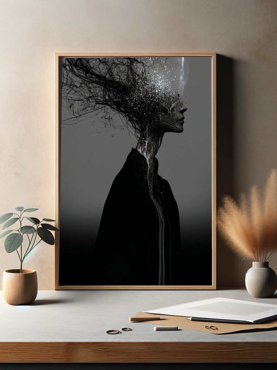 Surreal Profile Silhouette Print. — room view 2