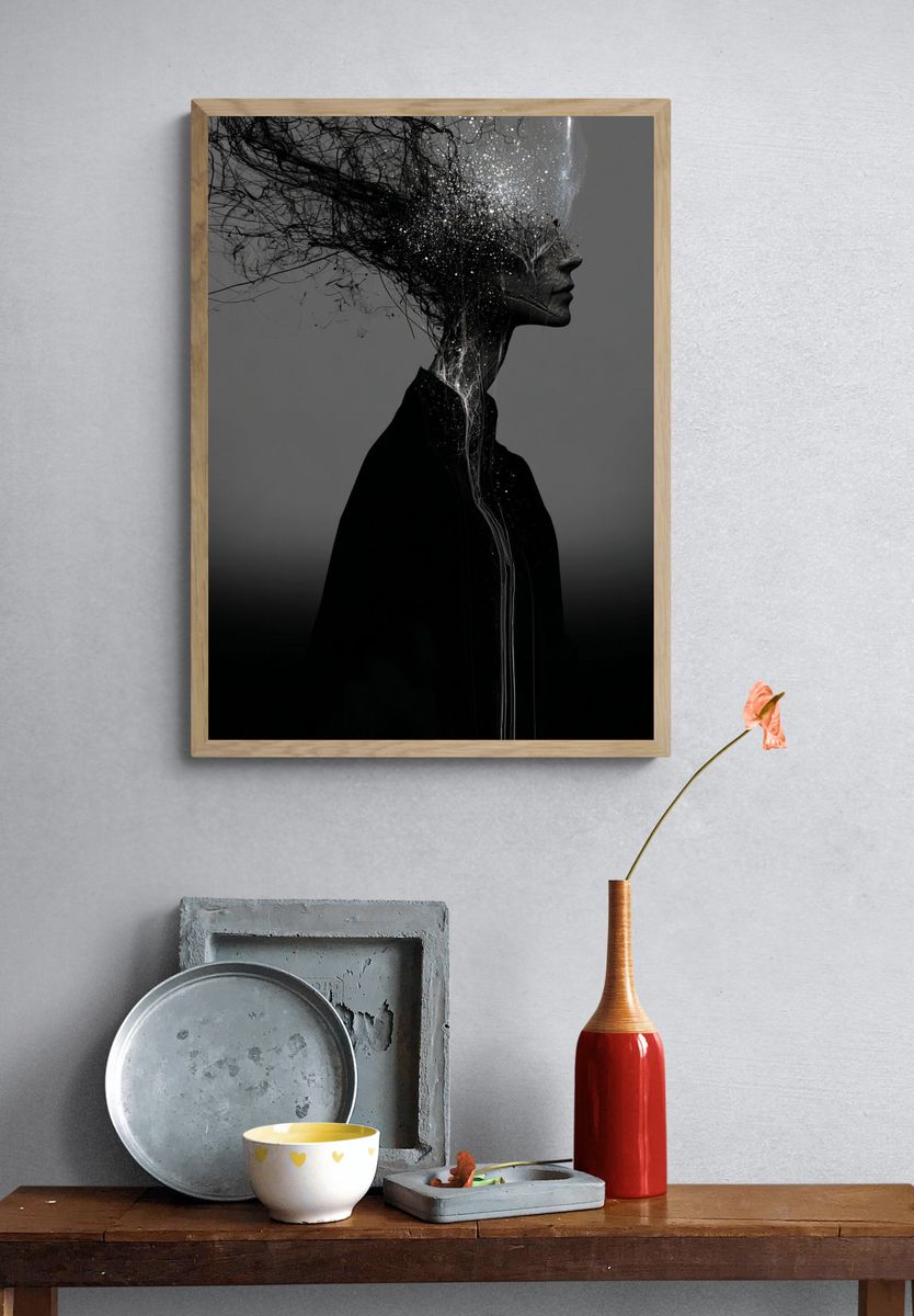 Surreal Profile Silhouette Print. — room view 3