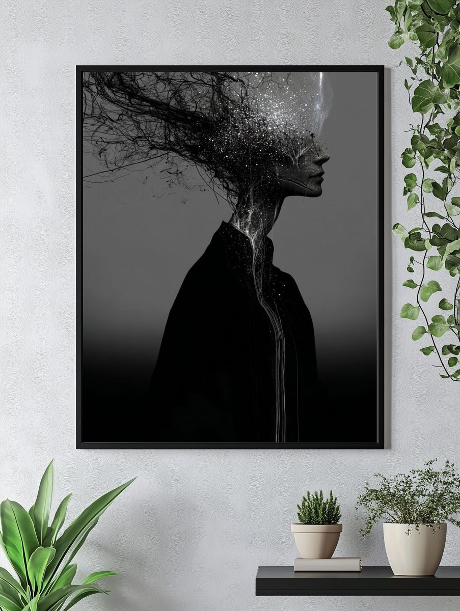 Surreal Profile Silhouette Print. — room view 4