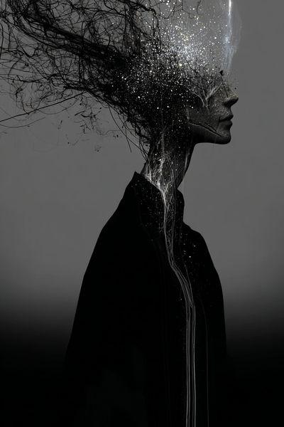 Surreal Profile Silhouette Print.
